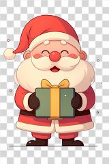 Cheerful Santa Claus Holding a Gift for the Holidays