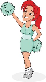 cheerleader stands with one pom pom in the air clipart