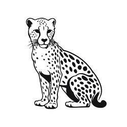 cheetah sitting black outline clip art
