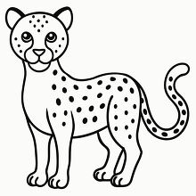 cheetah standing pose black outline clipart