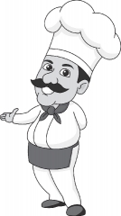 chef welcoming with smile gray color clipart