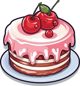 cherry topped cake sticker with pink icing for sweet treat