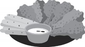 chicken wings with dip gray color clipart