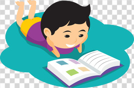 child reading book on floor transparent