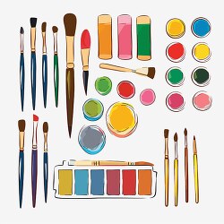 childrens art supplies water colors and brushes