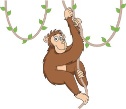chimpanzee hangs from tree vine vector clipart copy