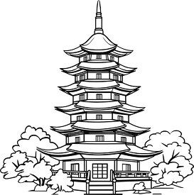 chinese pagoda black outline