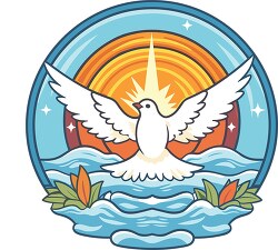 christian baptism symbol of a dove wings stretched out