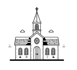 christian church icon vector illustration black outline clip art