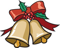 christmas bells with red bow clipart