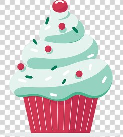 christmas cupcake with green frosting red sprinkles