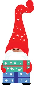christmas gnome holding holiday gifts clipart