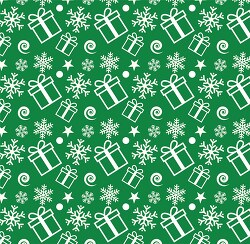 christmas pattern gifts snowflakes green background clipart