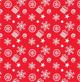 christmas pattern gifts snowflakes red background clipart