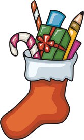 christmas stocking filled with gifts clipart