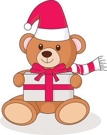 christmas teddy bear holding a gift