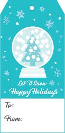 christmas tree in snow gift tag