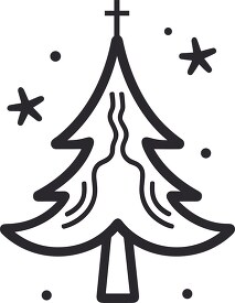 christmas tree ornament black line outline printable clipart