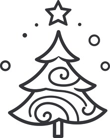 christmas tree ornament with star on top black outline printable