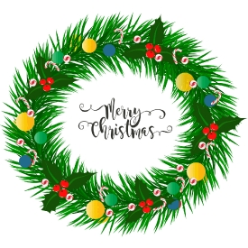christmas wreath with blinking lights animation