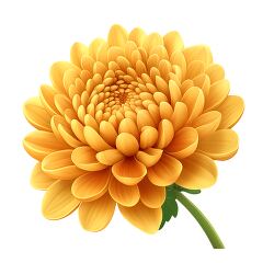 Detailed close-up illustration of a vibrant yellow chrysanthemum flower