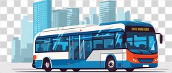 city bus in blue and white hues navigates through an urban lands