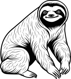 ciute sloth black outline clip art