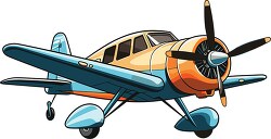 classic yellow and blue propeller plane illustration