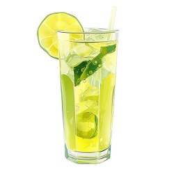 clear glass with lemon lime soda 3d clay icon