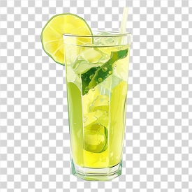 clear glass with lemon lime soda 3d clay icon transparent png
