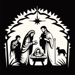 clipart image displaying the iconic silhouette of a nativity sce