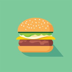 close up of a hamburger with a green background