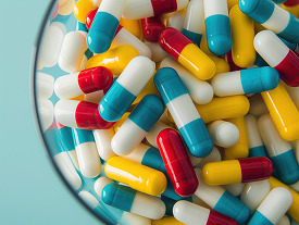 close up view of a diverse collection of medication pills