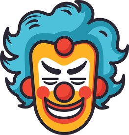 clown with blue hair painted smile clip art