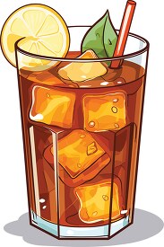 cold ice tea in glass with lemon wedge