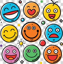 collection of colorful happy smiley faces