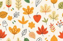 collection of hand drawn autumn leaves pattern