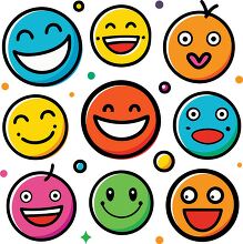 collection of vibrant smiley faces