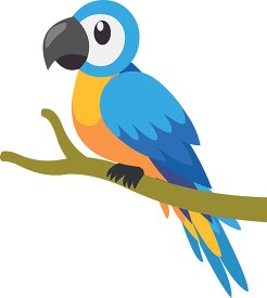 colorful blue parrot sitting on a branch of a tree