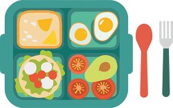 colorful depiction of a healthy school lunch in a cartoon illust