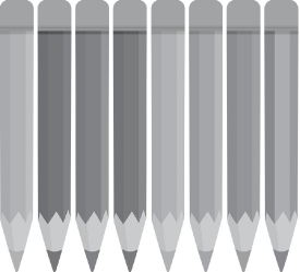 colorful drawing pencils with eraser vector gray color clipart