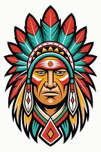 colorful illustration of a Native American tribal leader