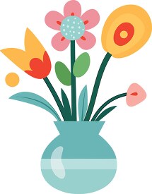 Colorful illustration of spring flowers in a vase