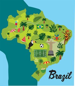 colorful map of brazil clipart