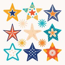 colorful set of stars with design elements