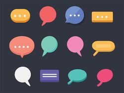 colorful speech bubble icon set different shapes flat style
