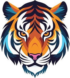 colorful tiger animal face front view
