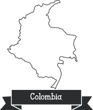 columbia black outline text on ribbon