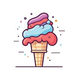cone with pink blue purple ice cream clip art 