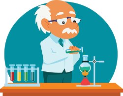 confuse scientist performing scientific experiment in laboratory